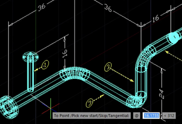 3D Dimensions for Piping Spool